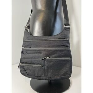 Highway Teela Crossbody Shoulder Bag Purse Black Multi Pockets Nylon